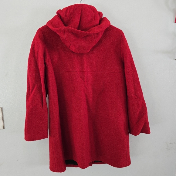 Liz Claiborne Women's Size 10 Red 100% Boiled Wool Hood Pockets Lined Winter - Picture 7 of 11